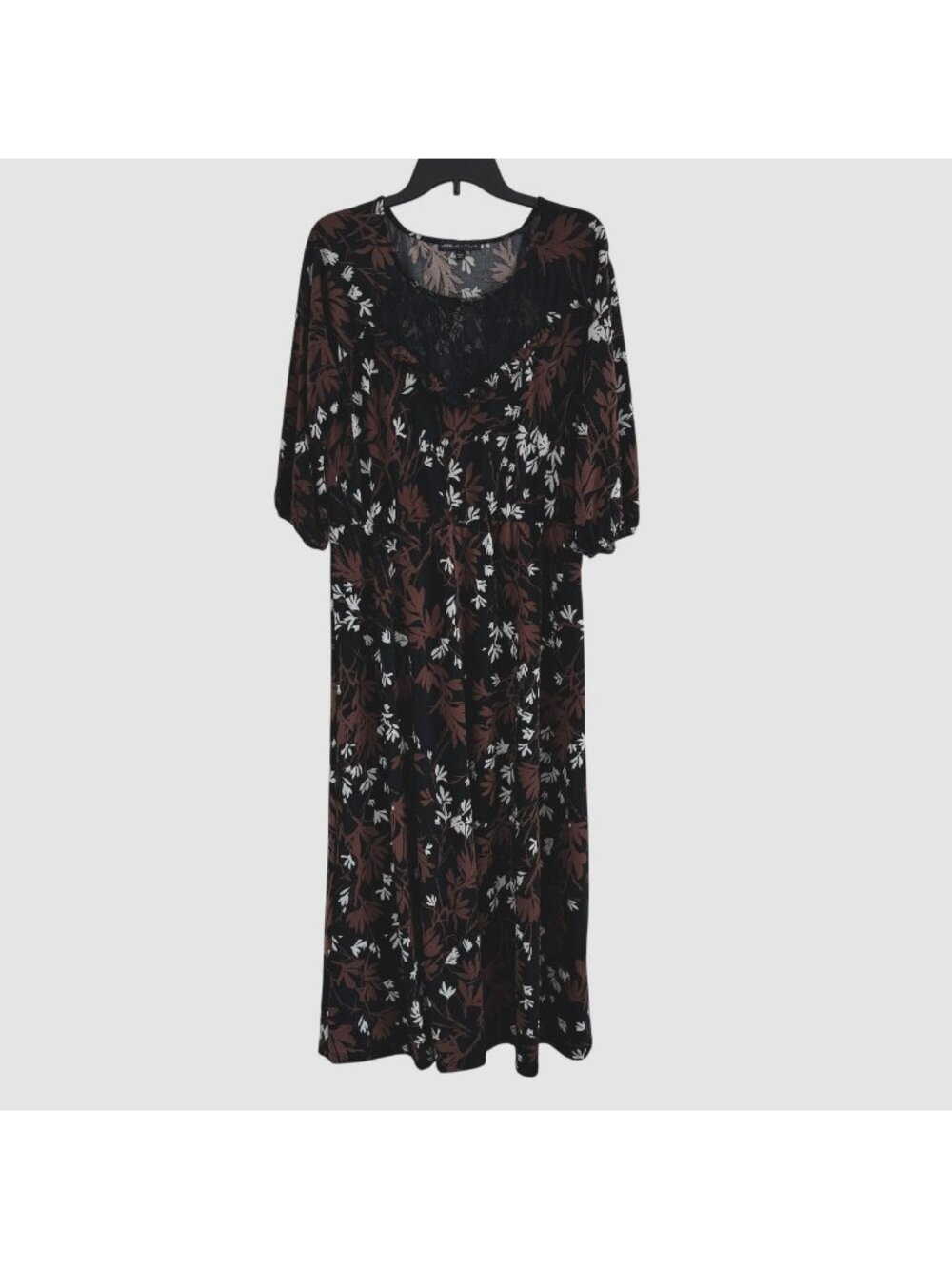 Adrienne Vittadini Women 3/4 sleeves Floral Maxi Dress Size L